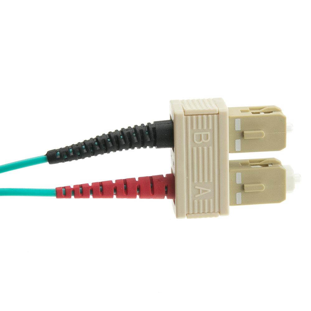 Offex 10 Gigabit Aqua Fiber Optic Cable, LC / SC, Multimode, Duplex, 50/125, 4 meter (13.1 foot)