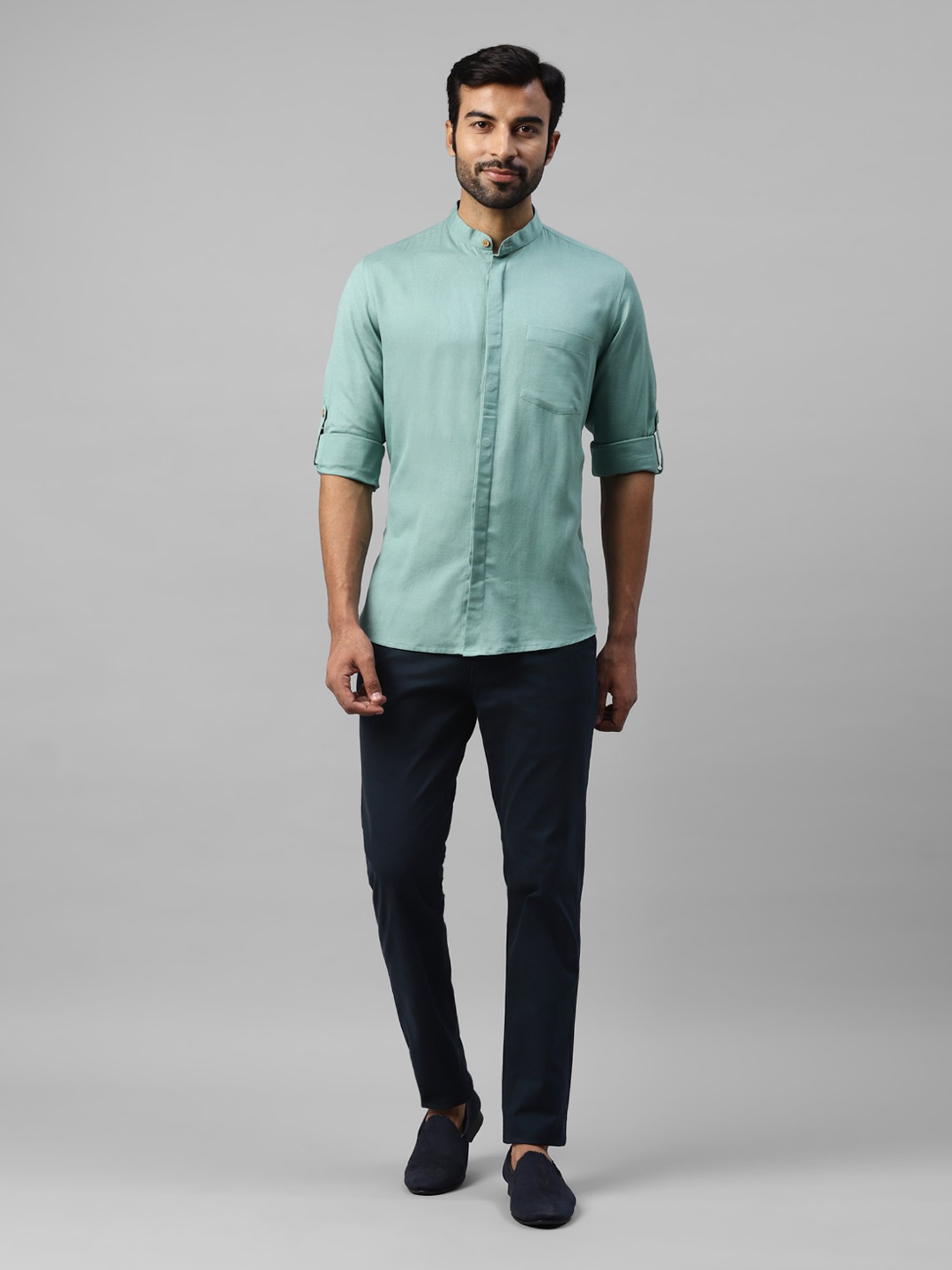 Don Vino Sea Green Slim Fit Shirt