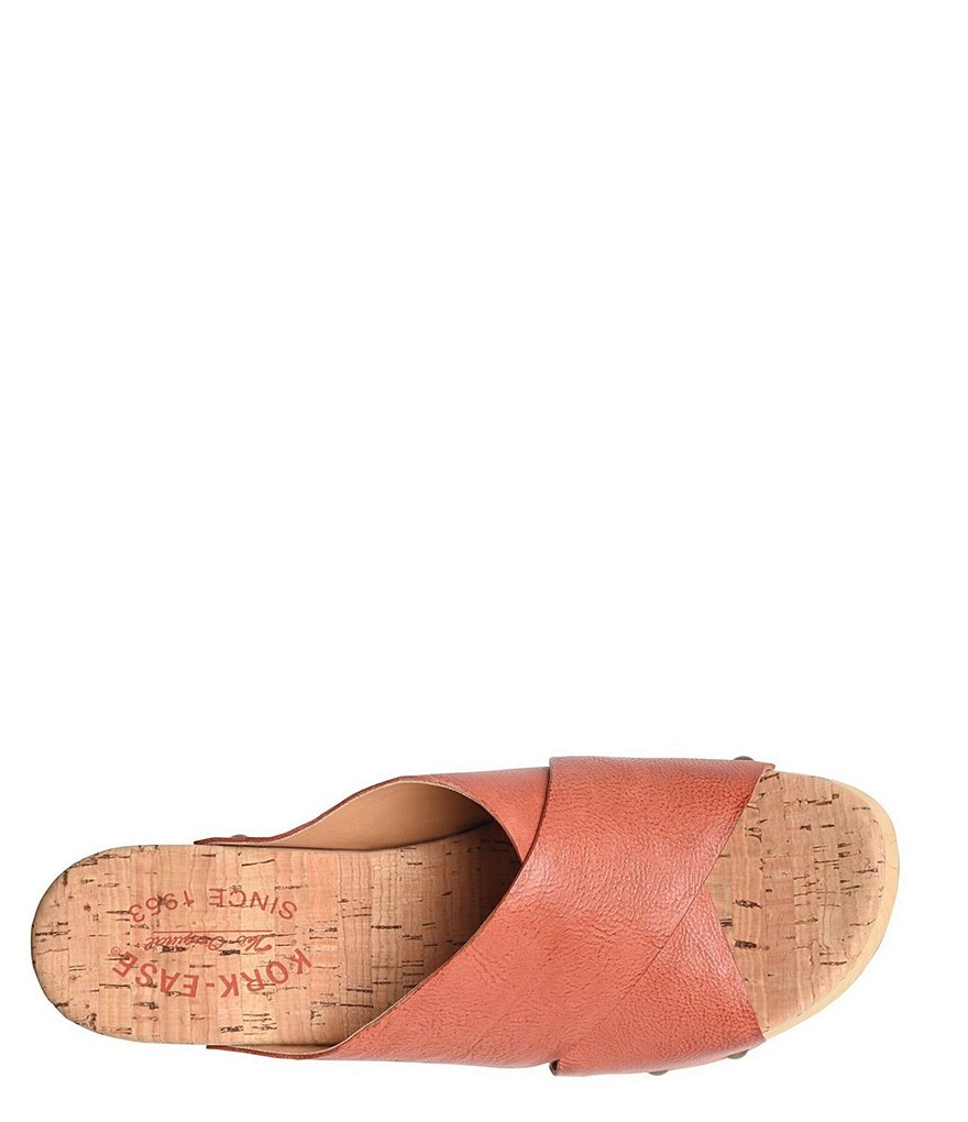 Kork-Ease Tatum Leather Wood Heel Platform Slide Sandals