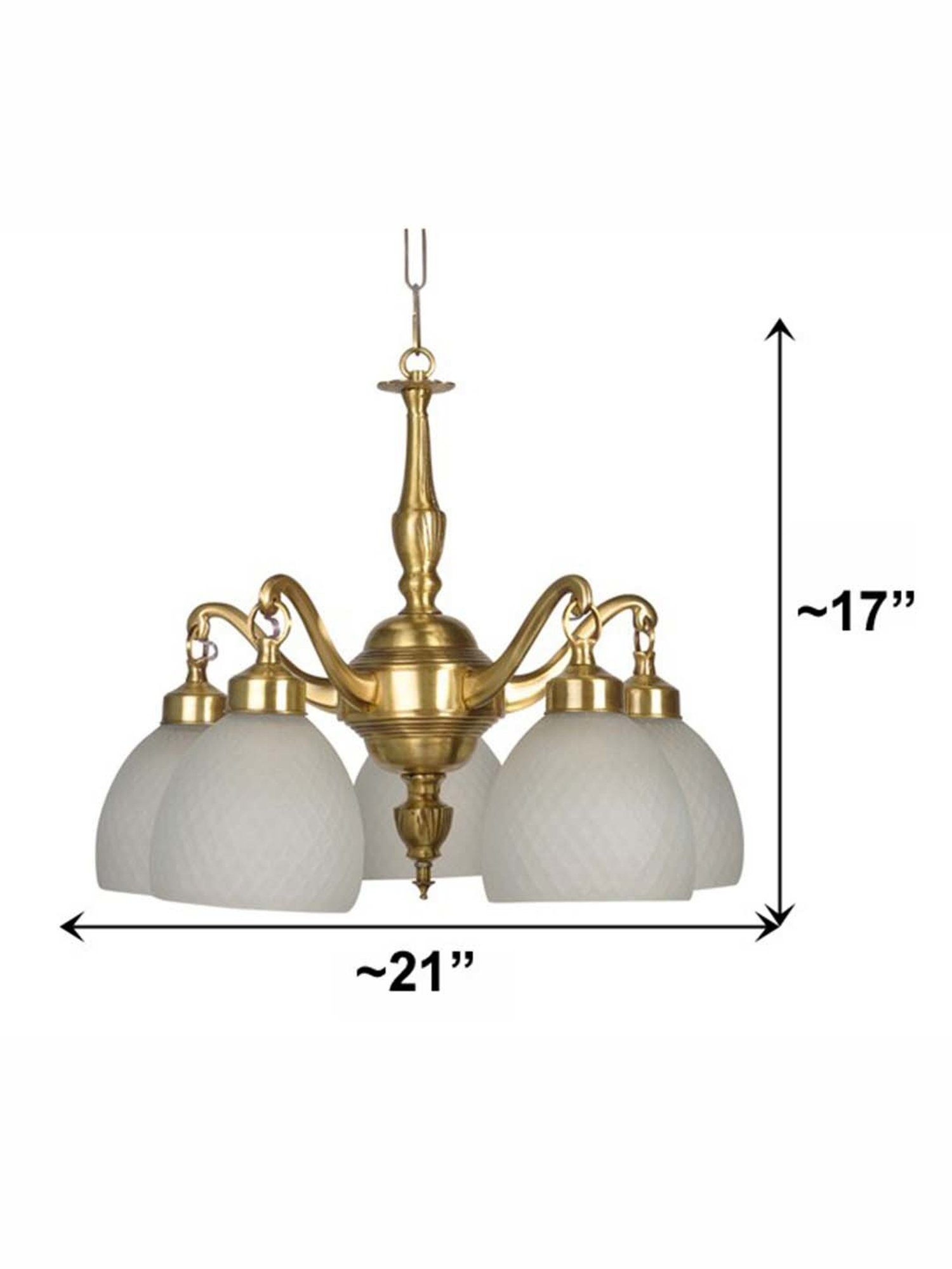 Fos Lighting 'Classic Frosted' Golden & Transparent Brass Downward Chanelier - Set of 1