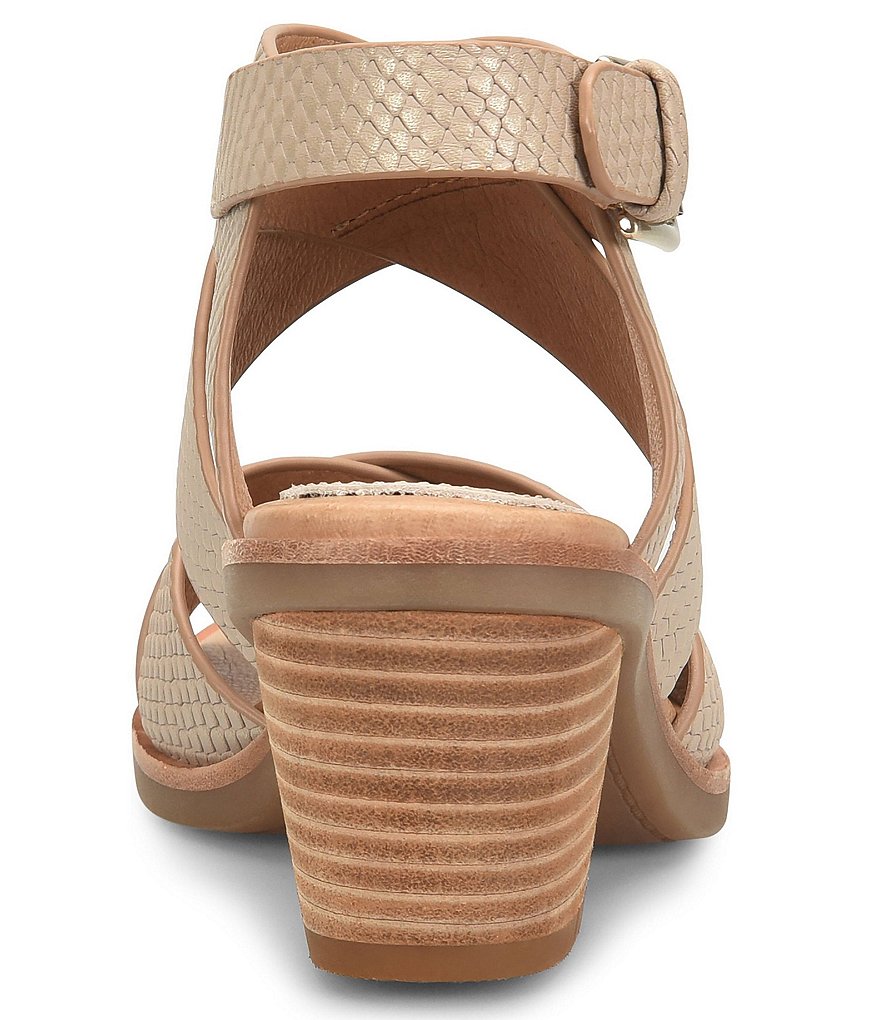 Sofft Pesha Snake Print Leather Block Heel Sandals