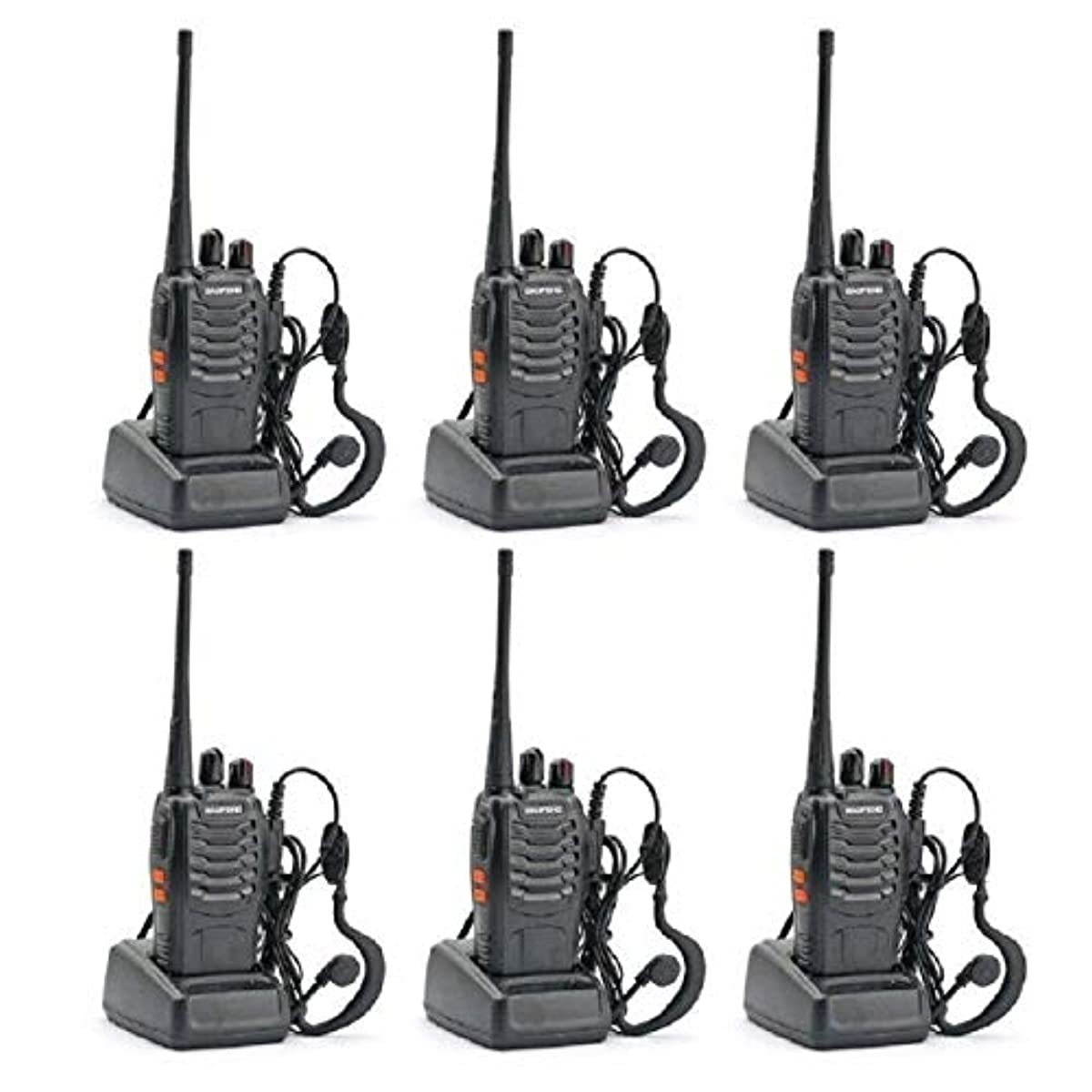 BAOFENG BF-888S Two Way Radio (Pack of 6pcs radios) - Customize Package & BF-S112 Two Way Radio Speaker,Black