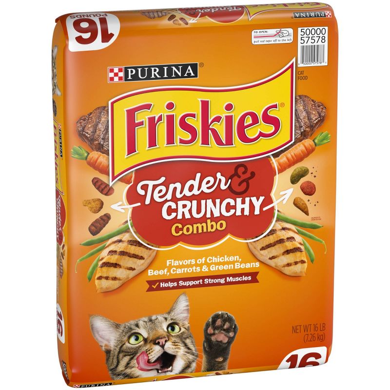 Friskies Tender & Crunchy with Flavors Chicken,Beef,Carrots&Green Beans Adult Complete & Balanced Dry Cat Food - 16lbs