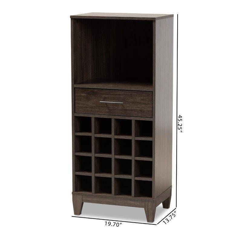 Trenton Wood 1 Drawer Wine Storage Cabinet Brown - Baxton Studio