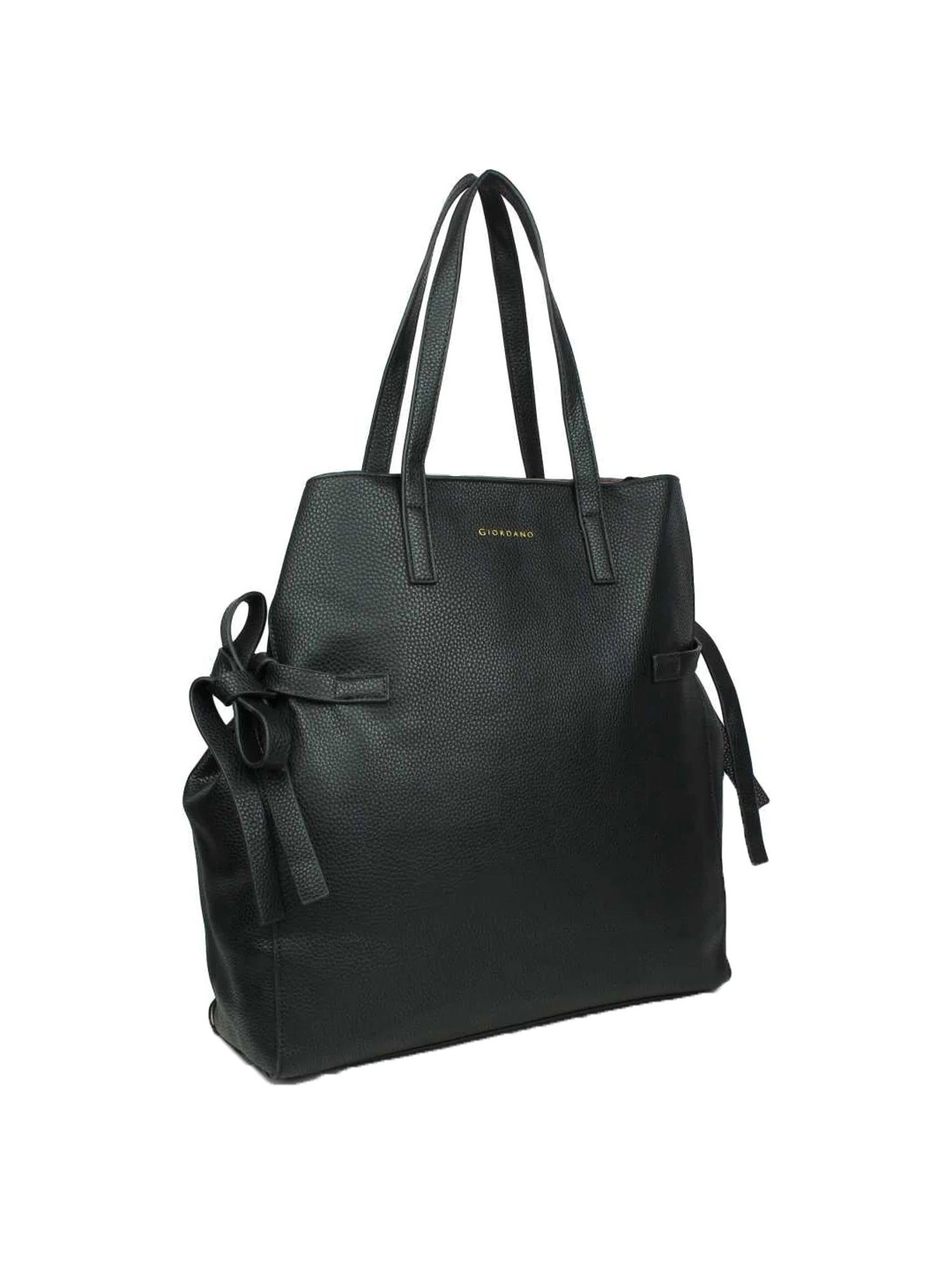 Giordano Black Textured Medium Tote Handbag