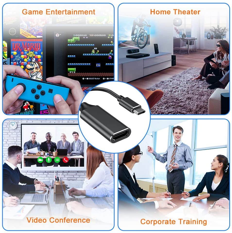 USB C to HDMI Adapter, USB Type-C to HDMI Adapter 4K Cable [Thunderbolt 3 Compatible], Video Audio Output for MacBook Pro 2019/2018/2017, MacBook Air, iPad Pro 2018, Samsung, Huawei Mate 20 and More