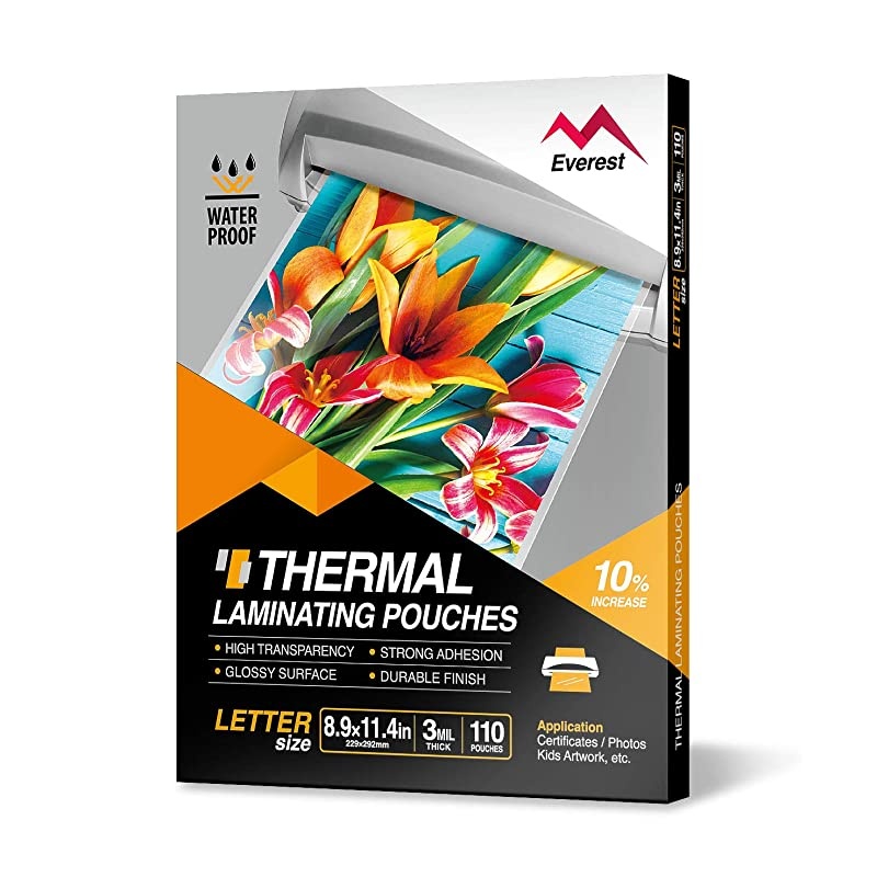 Thermal Laminating Pouches, 8.9 x 11.4 - Inches, 3 Mil Thick, 110 - Pack, Letter Size Sheets, Clear(TH0300-01)