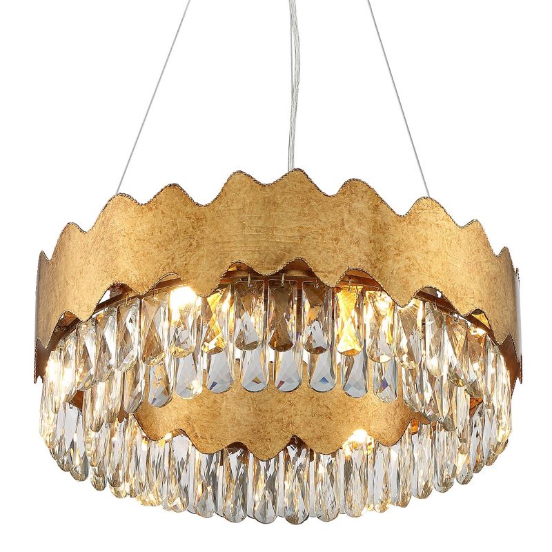 Possini Euro Design Bernice 19 3/4" Wide Gold Leaf and Crystal 6-Light LED Pendant Light