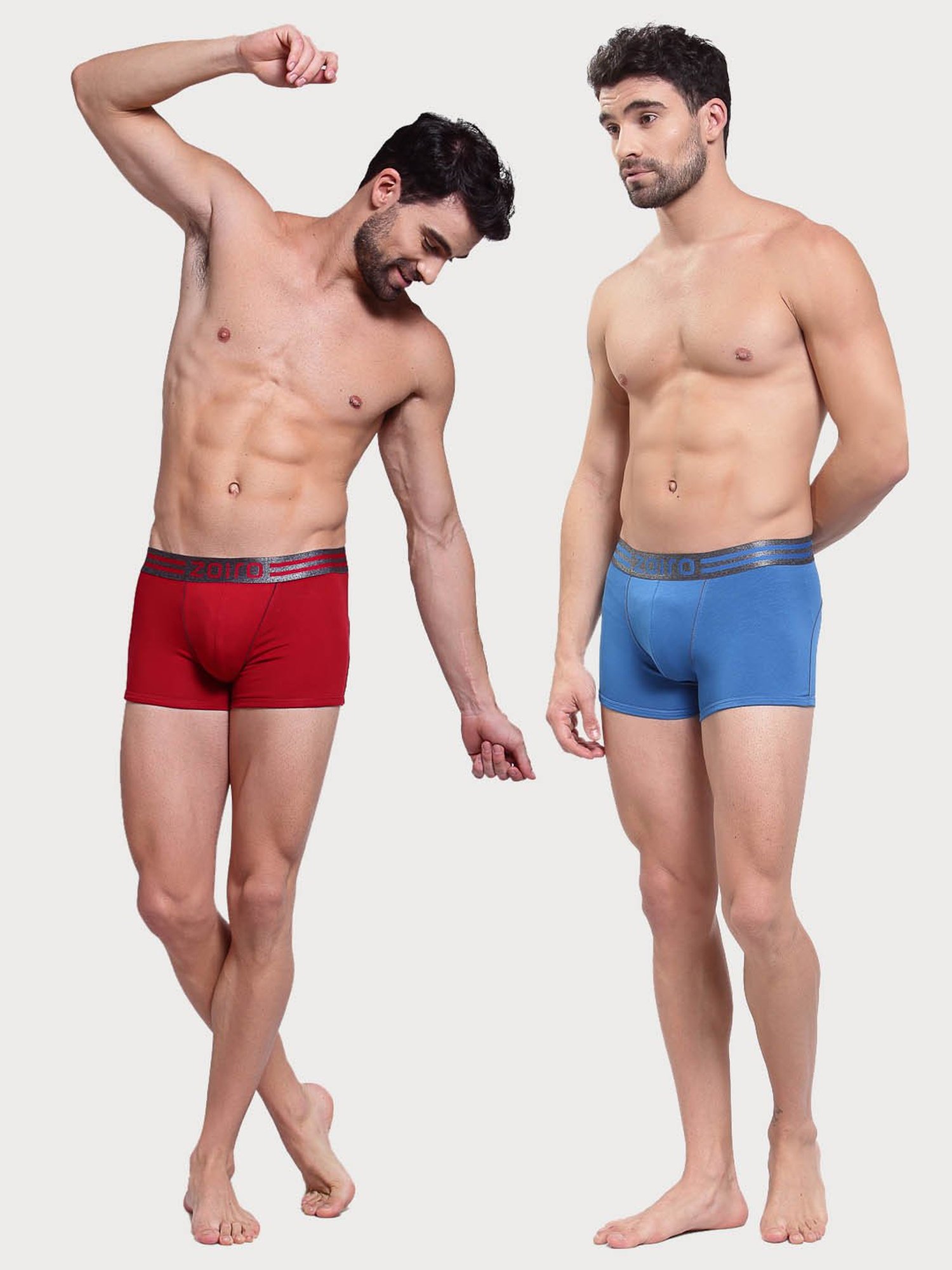 Zoiro Chinese Red & Sky Diver Regular Fit Trunks - Pack Of 2