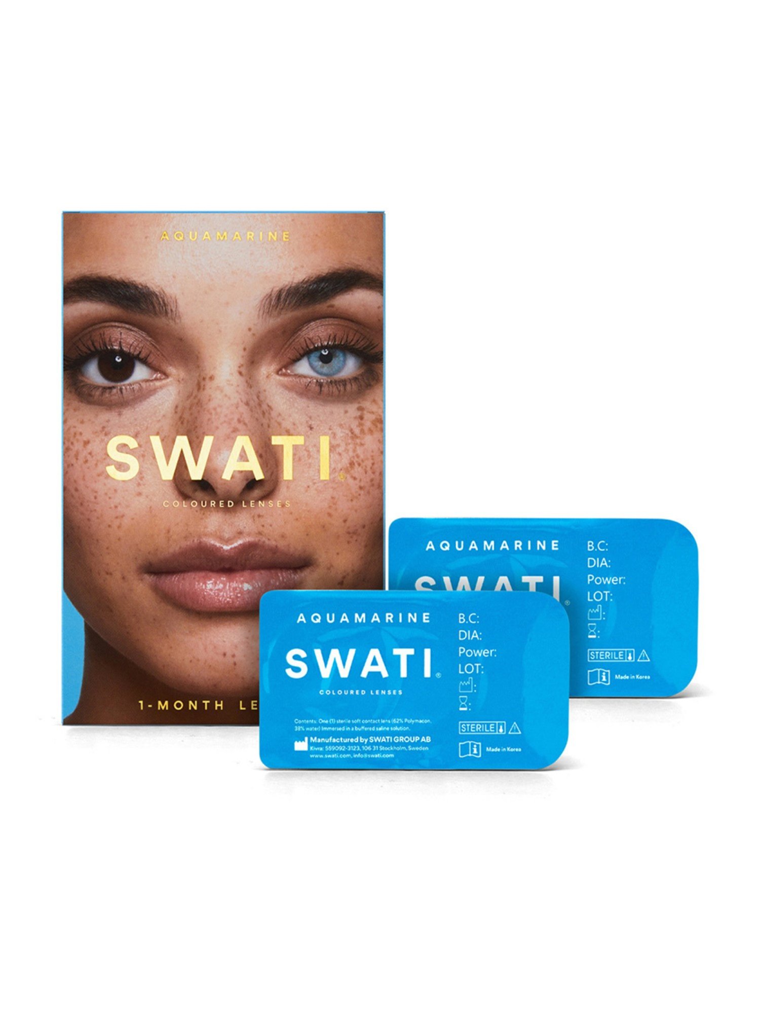 Swati Cosmetics Coloured Contact Lenses -  Aquamarine (1 Month, Power -3.00)