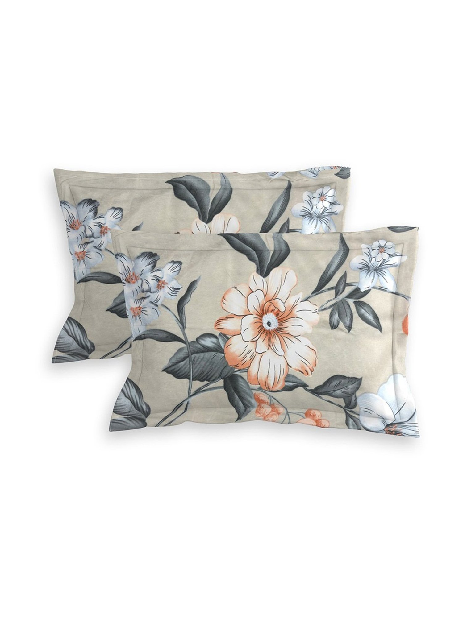 Romee Beige Cotton Floral Bed Sheets