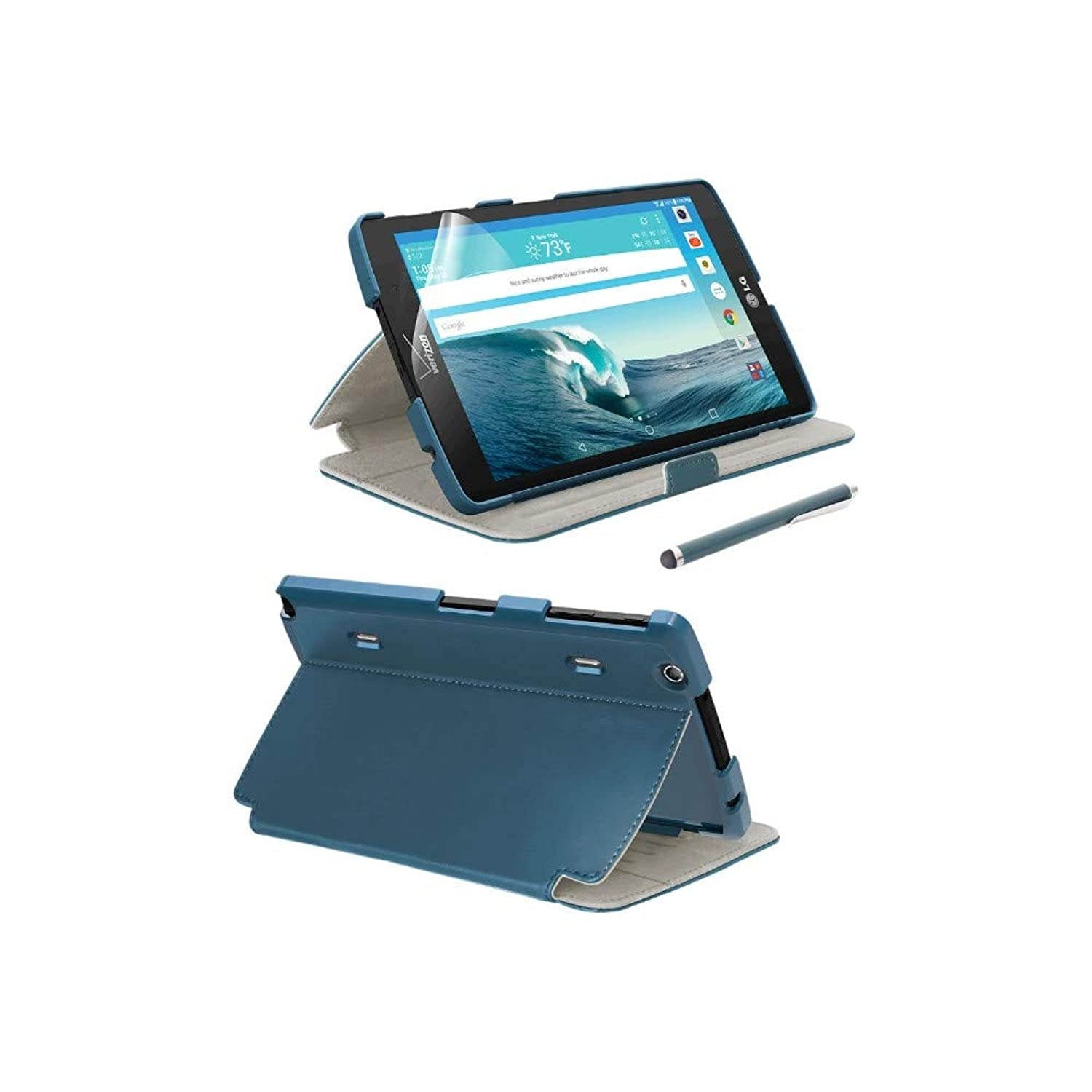Verizon Folio Case, Screen Protector and Stylus Pen Bundle for LG G Pad X8.3 - Blue