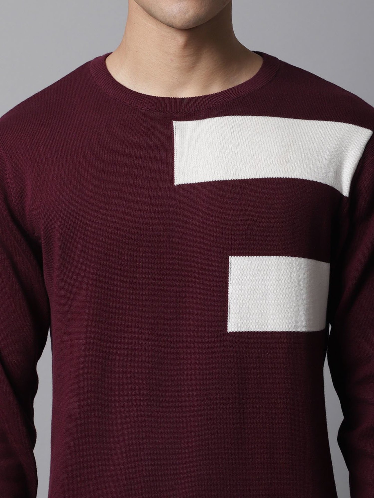 Duke Wine Self Striped Sweater