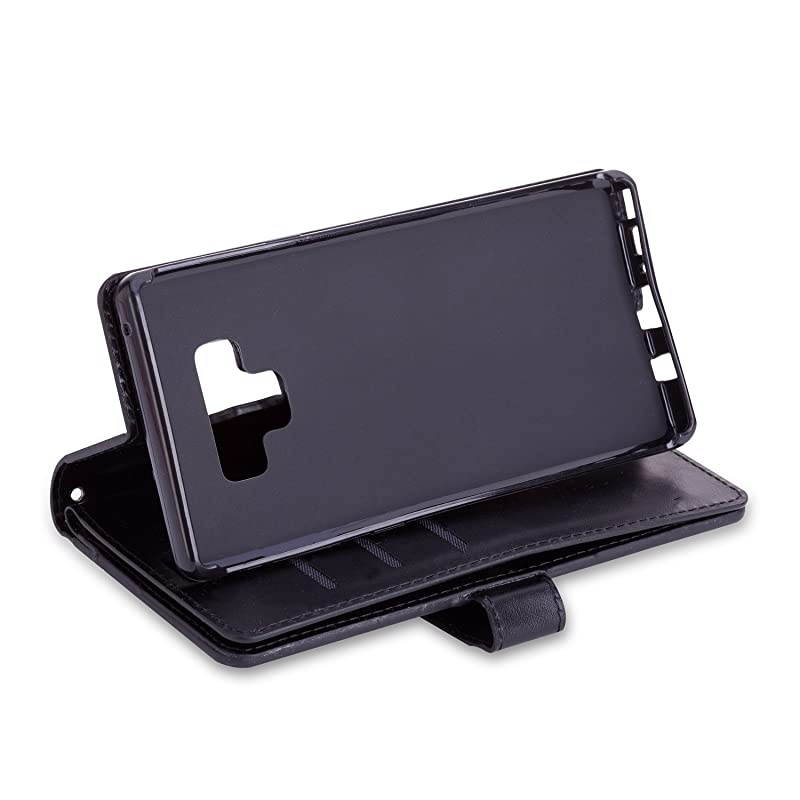 Samsung Note 9 CaseGalaxy Note 9 Wallet Case 10 Card Slots Premium Flip Wallet Leather Magnetic Case Purse with Zipper Coin Credit Card Holder Cover for Samsung Galaxy Note 9 Black