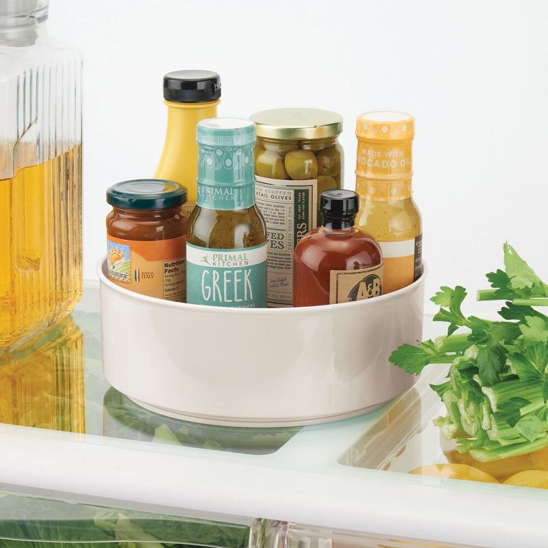 mDesign Plastic Round Lazy Susan Rotating Storage Turntable, 2 Pack - Cream