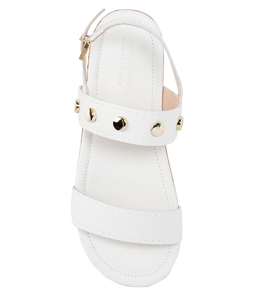 Schutz Rafah Leather Studded Detail Flatform Sandals