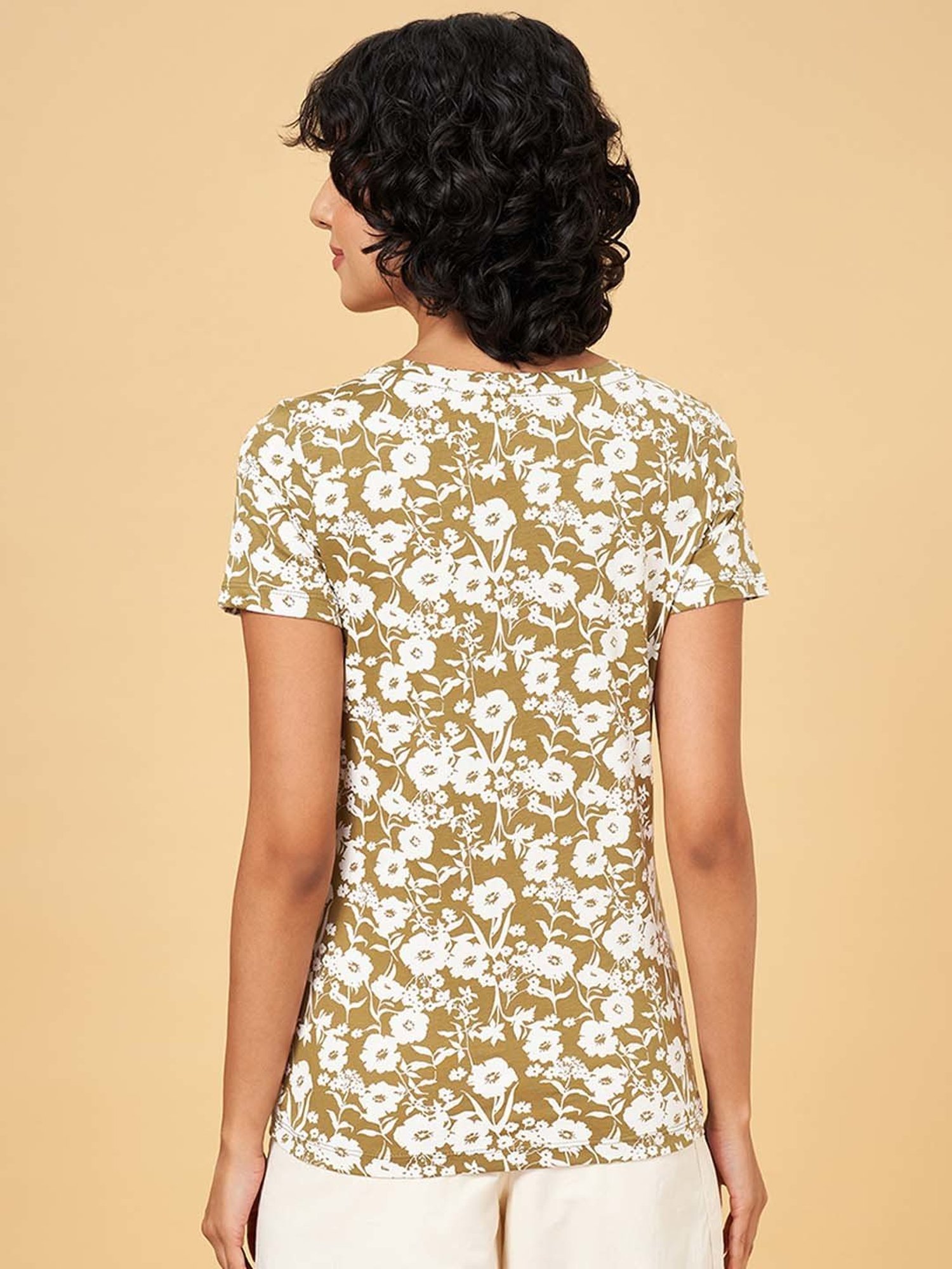 Honey by Pantaloons Green Cotton Printed T-Shirt