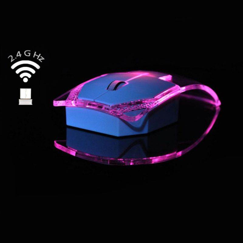 Newest Luminous Colorful Lights 2.4G Wireless Mouse Ultra-thin Power Saving Glow Mice for Notebook Desktop Computer Transparent