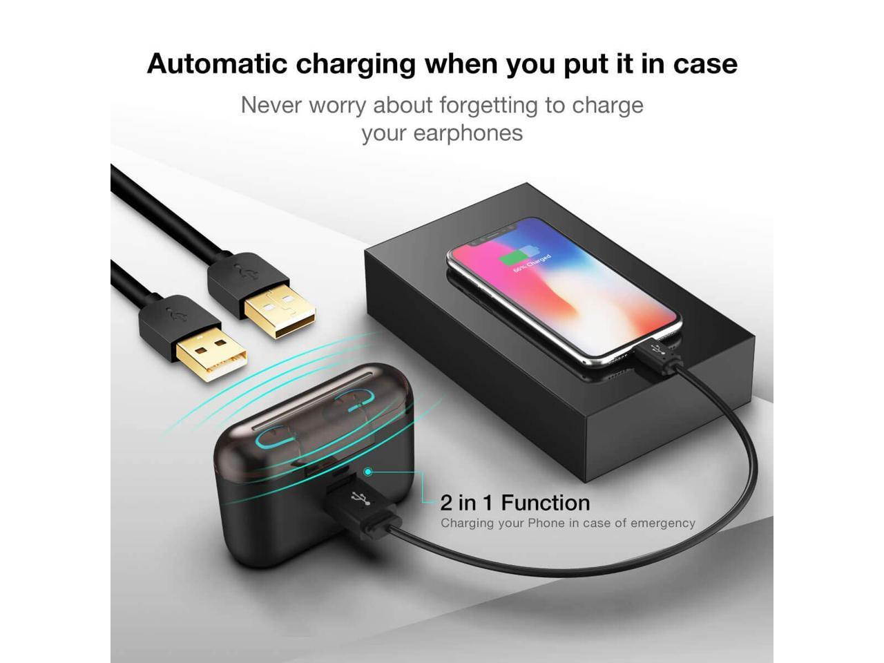 i12 TWS Wireless Bluetooth 5.0 Touch control Earphones with 300mAh Charging Dock Automatically Pairing - Red