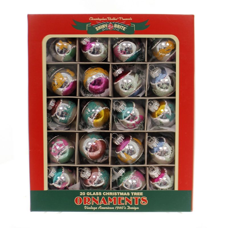 Shiny Brite 1.5" Vc 20 C Signature Flocked Vintage Celebration  -  Ornament Sets