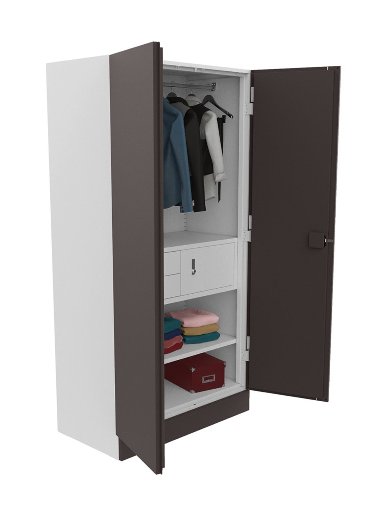 Godrej Interio Auraline Men Premium 2-Door Almirah, Brown (1-Year Warranty, 1 Locker, 2 Drawers)