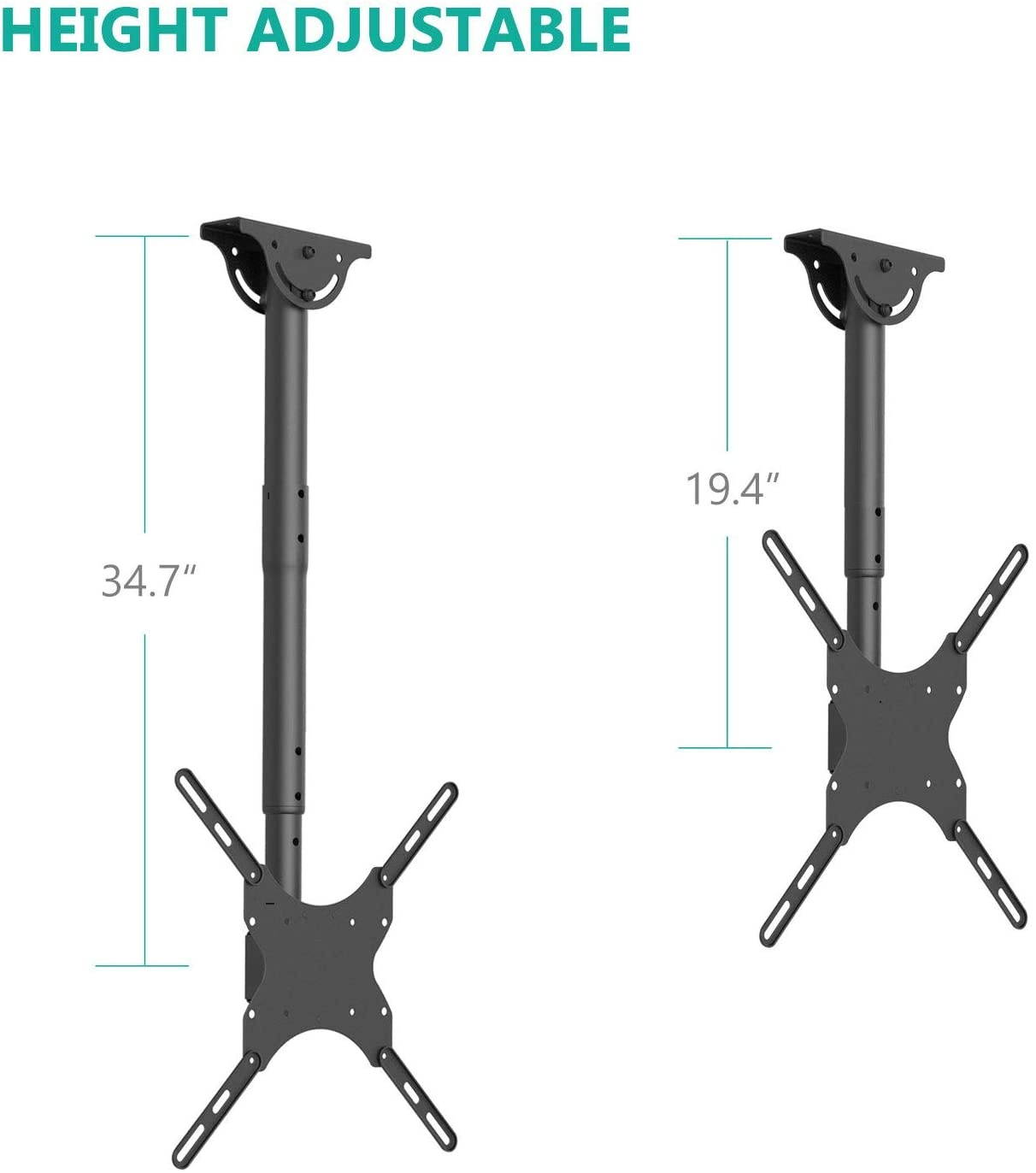 TV Ceiling Mount Adjustable Bracket Fits Most LED, LCD, OLED and Plasma Flat Screen Display 26 to 65 Inch, up to 110 Lbs, VESA 400x400mm (CM2665), Black
