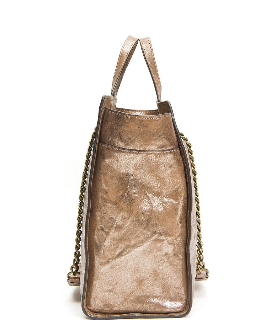 Frye Ella Metallic Leather Top Zip Tote Bag
