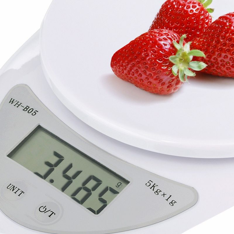 Insten Food Weight Scale Digital Kitchen Scale in Grams Ounces 10lb x 0.04oz / 5Kg x 1g, White