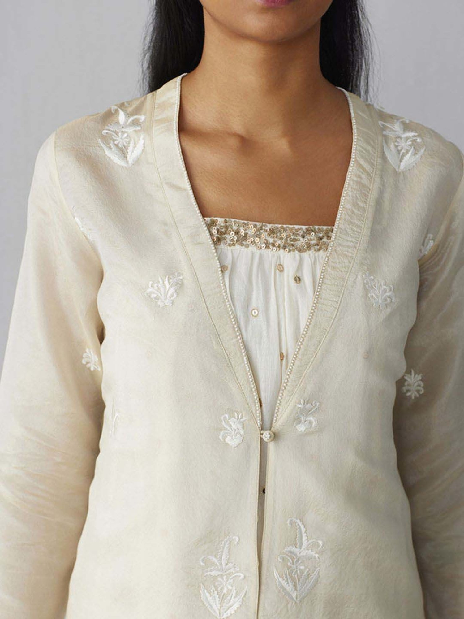 Ancestry Off White Embroidered Jacket