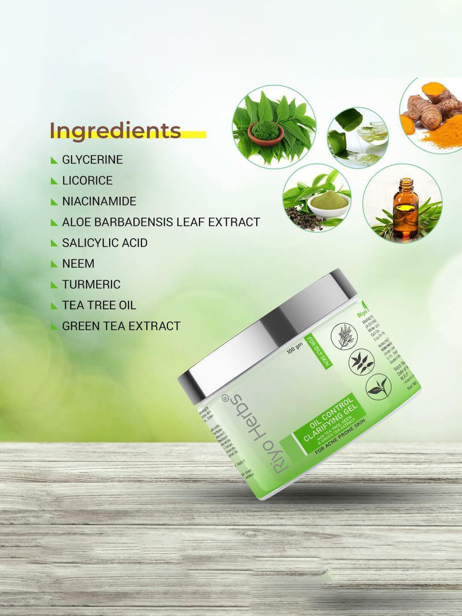 Riyo Herbs Oil Control Clarifying Gel - 100 gm