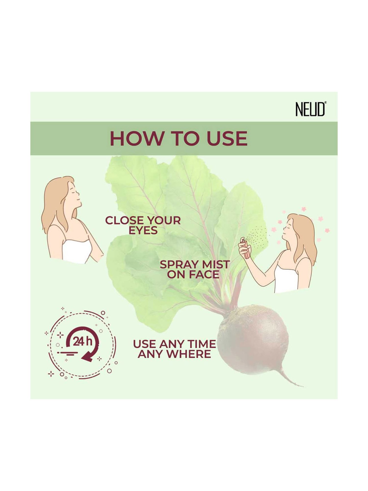 NEUD Beet Root Facial Mist Spray for Dull & Dry Skin - 100 ml (Pack of 1)