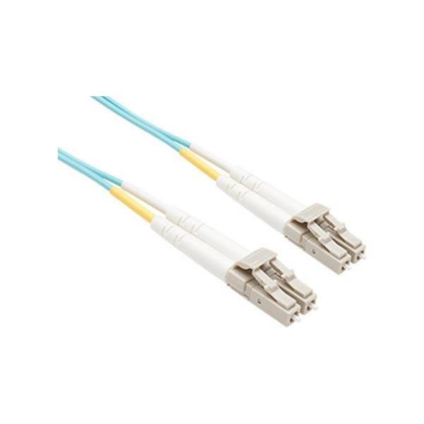 15 Meter OM3 10Gig Fiber Optic Cable, Aqua, PVC OFNR Jacket 50/125 Micron Multimode Duplex, LC-LC