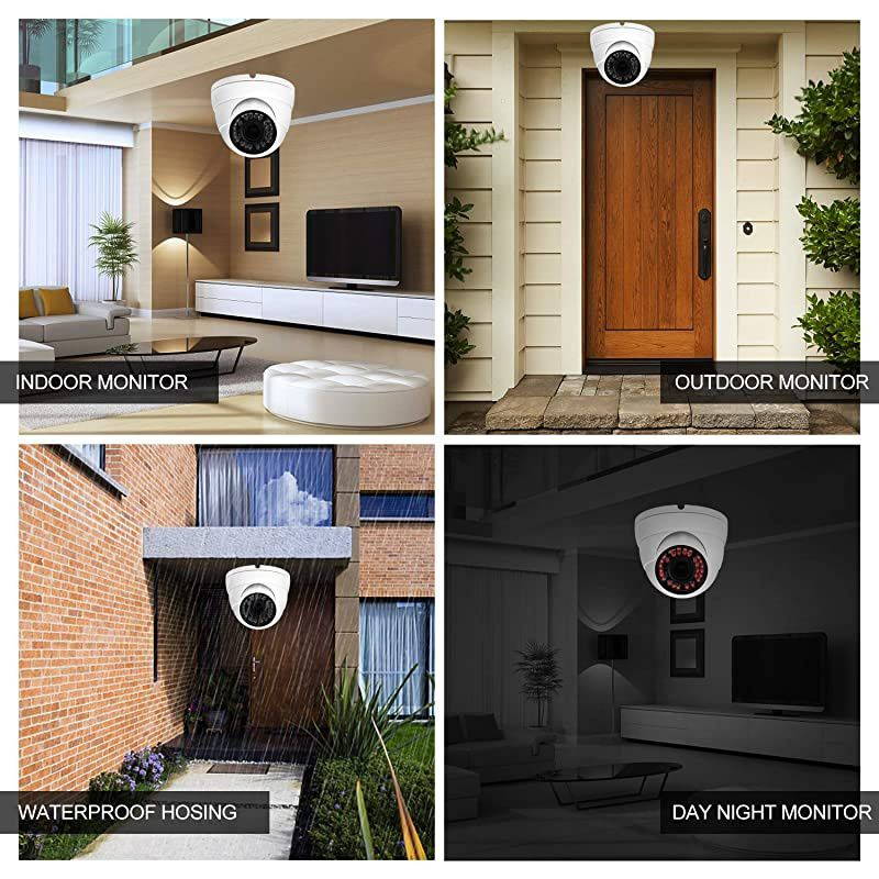 CCTV Camera HD 1080P 4in1 TVIAHDCVICVBS Security Dome Camera 28mm12mm Manual FocusZoom Varifocal Lens Weatherproof Metal Housing 36 IRLEDs Day Night Monitoring White