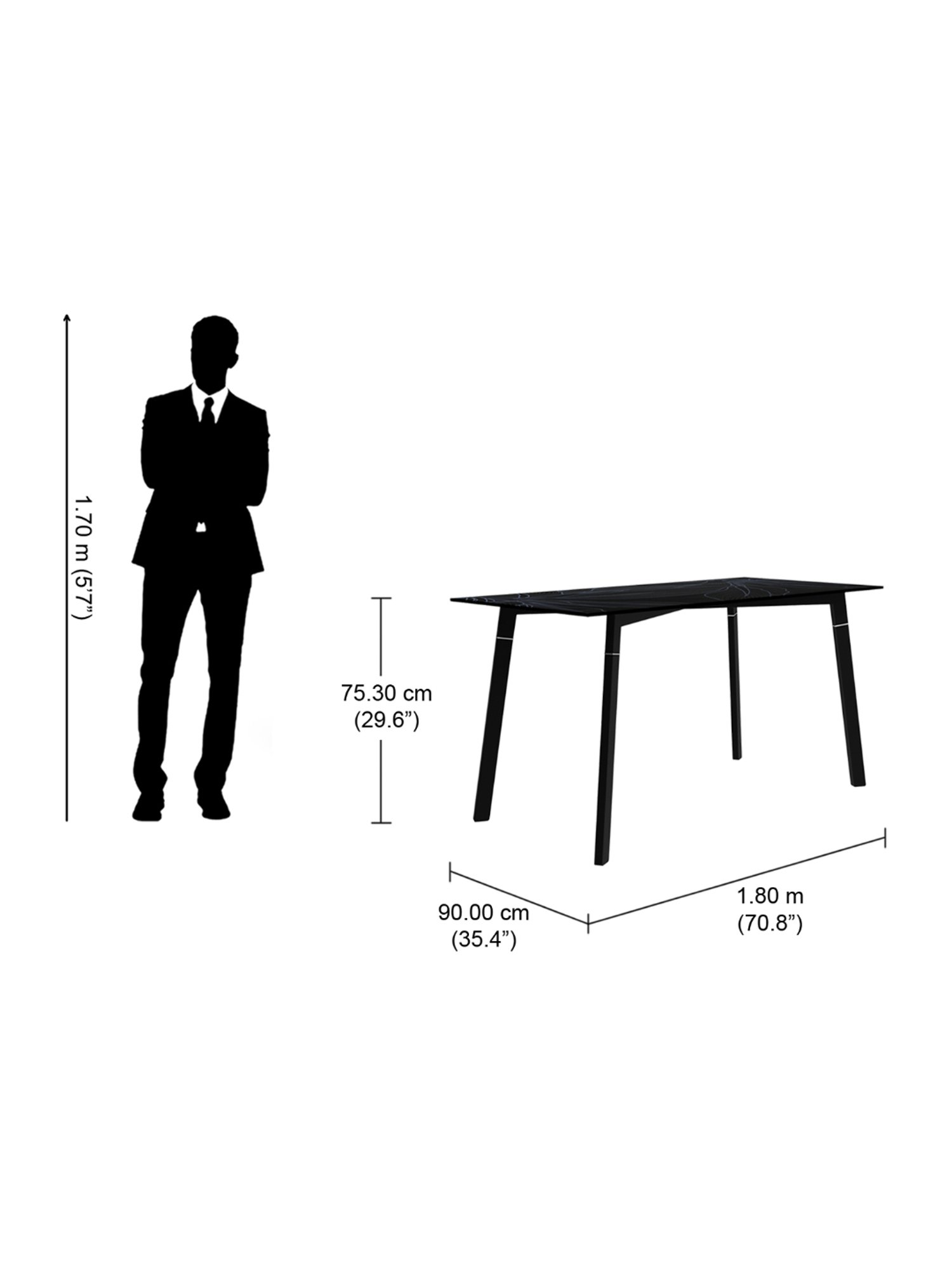 Godrej Interio Aclectic Black Metal 6 Seater Rectangular Dining Table