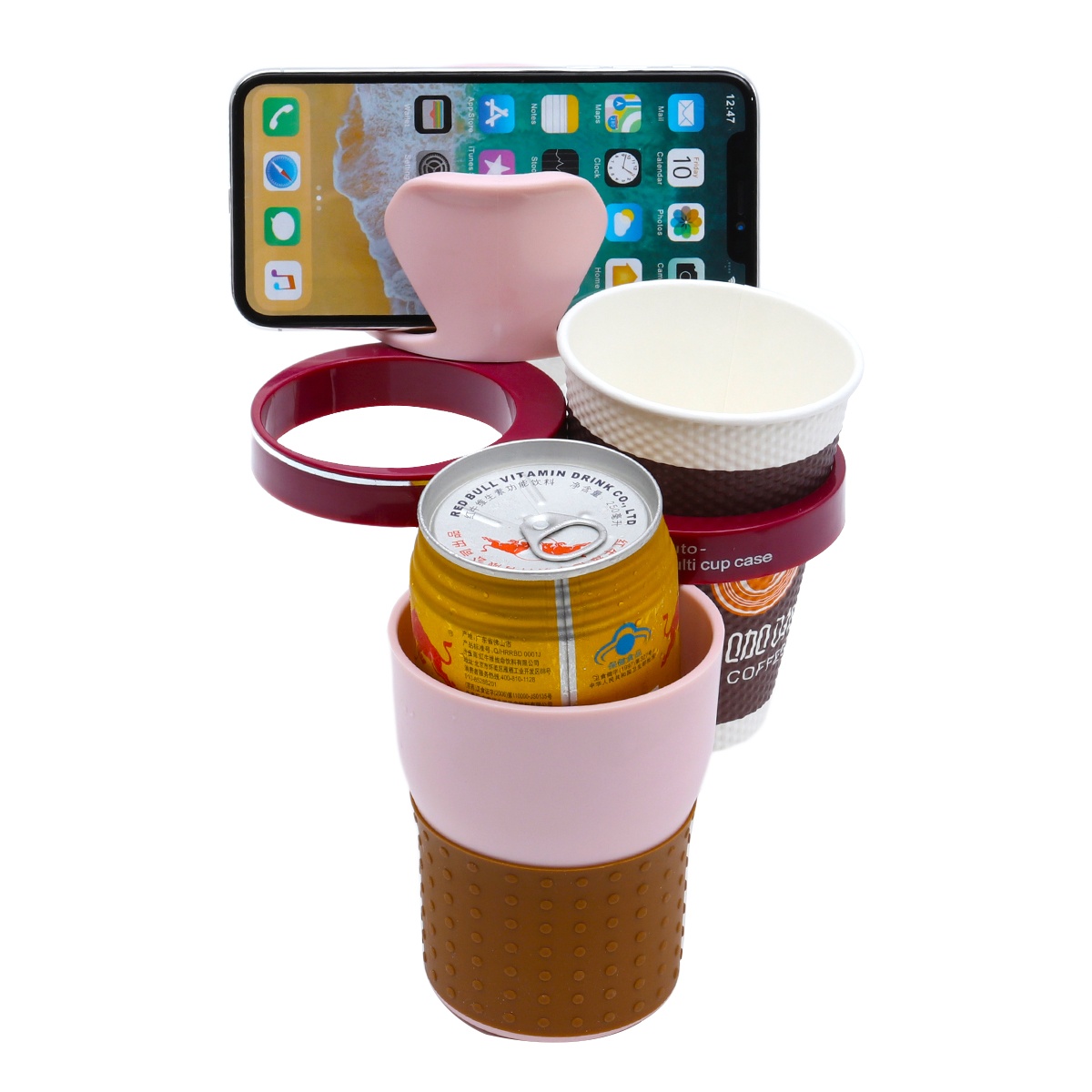 Car Multifunctional Cup Holder Auto-multi Cup Case Drinking Bottle Holder Organizer Storage Box (Black)