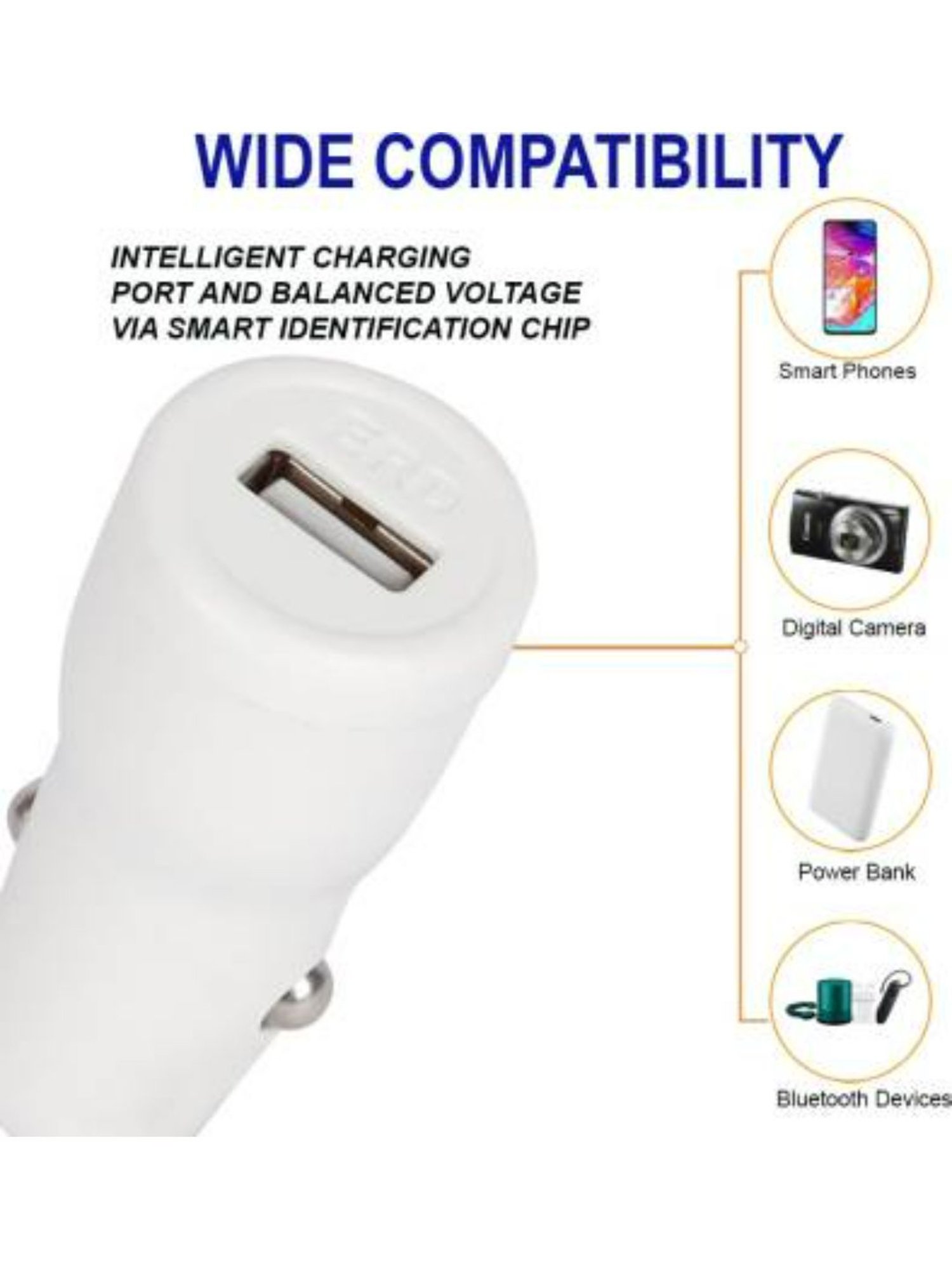 ERD 2 Amp Car Charger - (White)