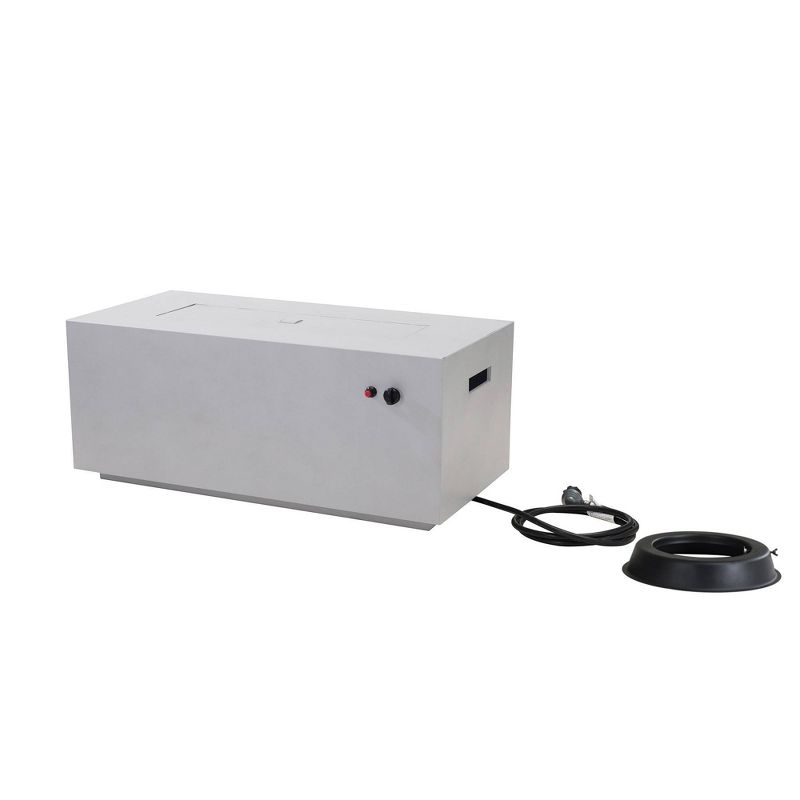 Piedmont Rectangular Outdoor Unique Gas Stone Firepit Light Gray - Sunjoy