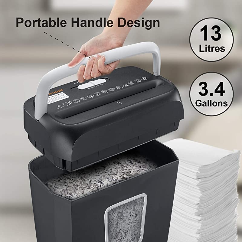 Shredder for Home,  6 Sheet Cross Cut Paper Shredder and Credit Card Small Home Office Use Shredder, Portable Handle Design with 3.4 Gallons Wastebasket (C237-B)
