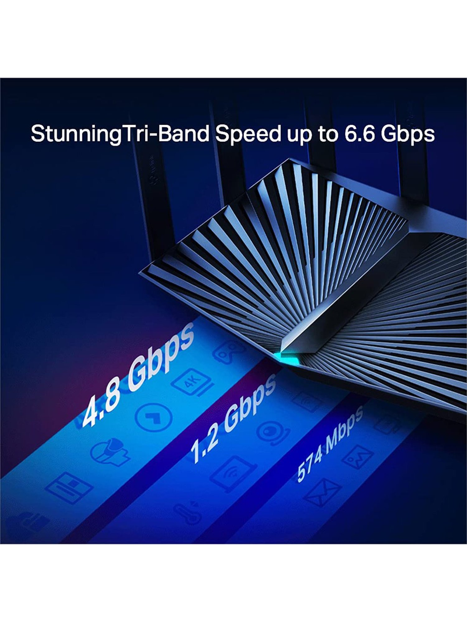 TP-LINK Archer AX90 AX6600 480Mbps Tri Band Wi-Fi Router (Black)