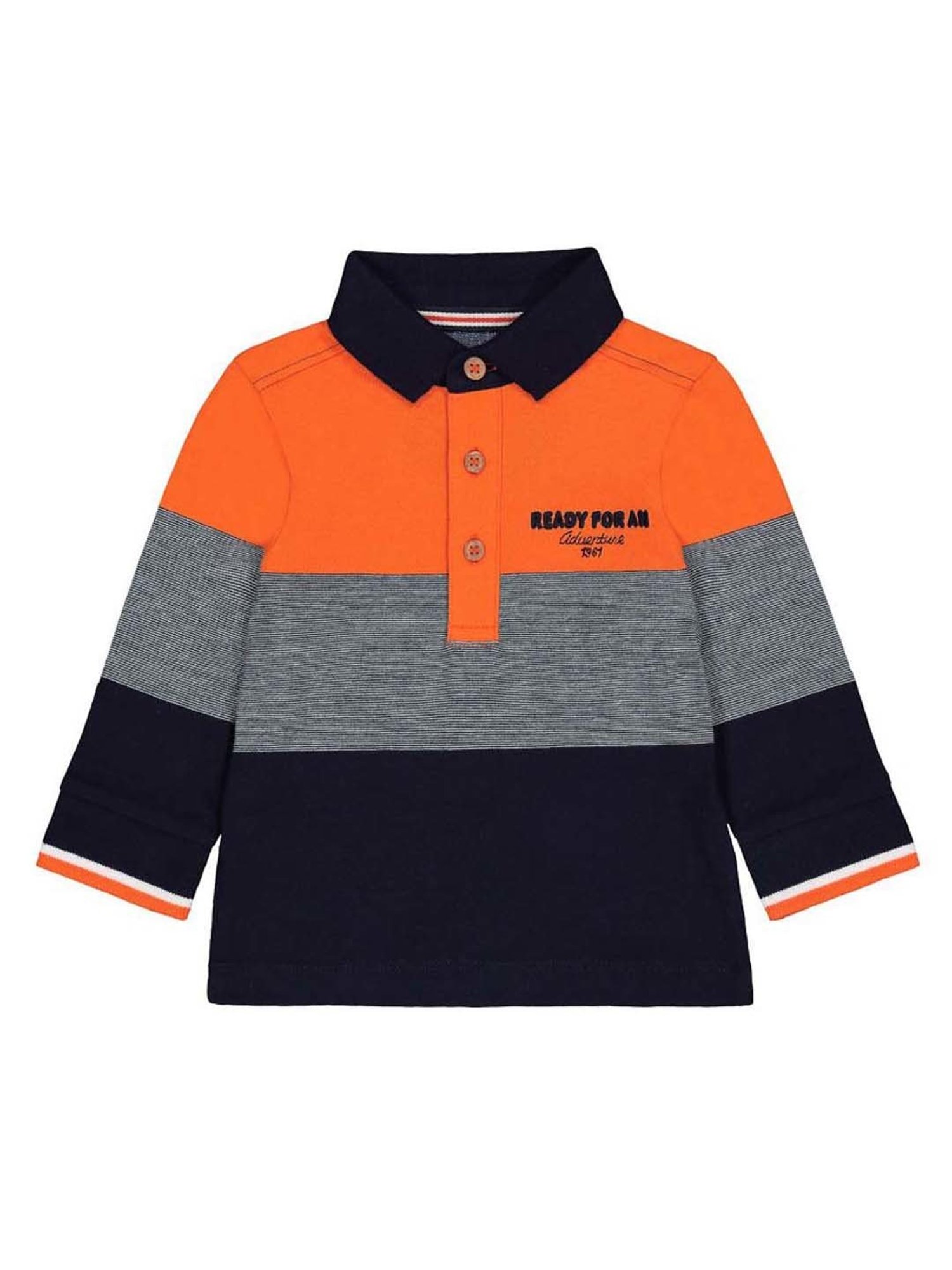 Mothercare Kids Multicolor Cotton Color Block Full Sleeves Polo T-Shirt