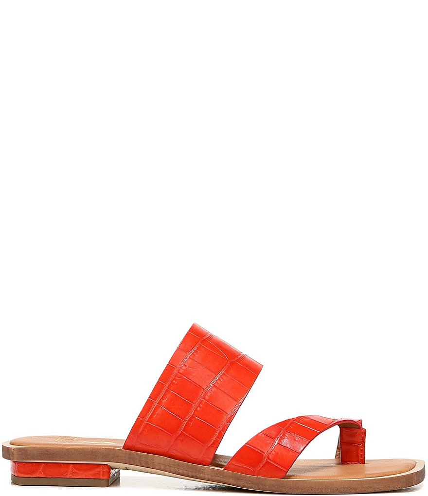 Sarto by Franco Sarto Ediana Croco Print Leather Toe Ring Square Toe Sandals