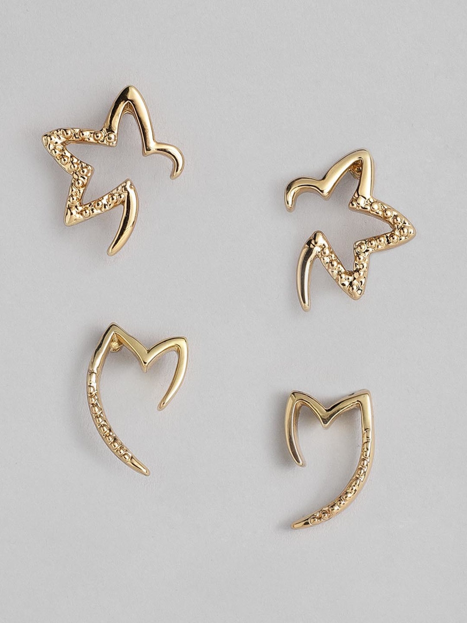 Estele Gold-Plated Heart-Shaped Combo Earrings for Girls/Women - Pack of 2