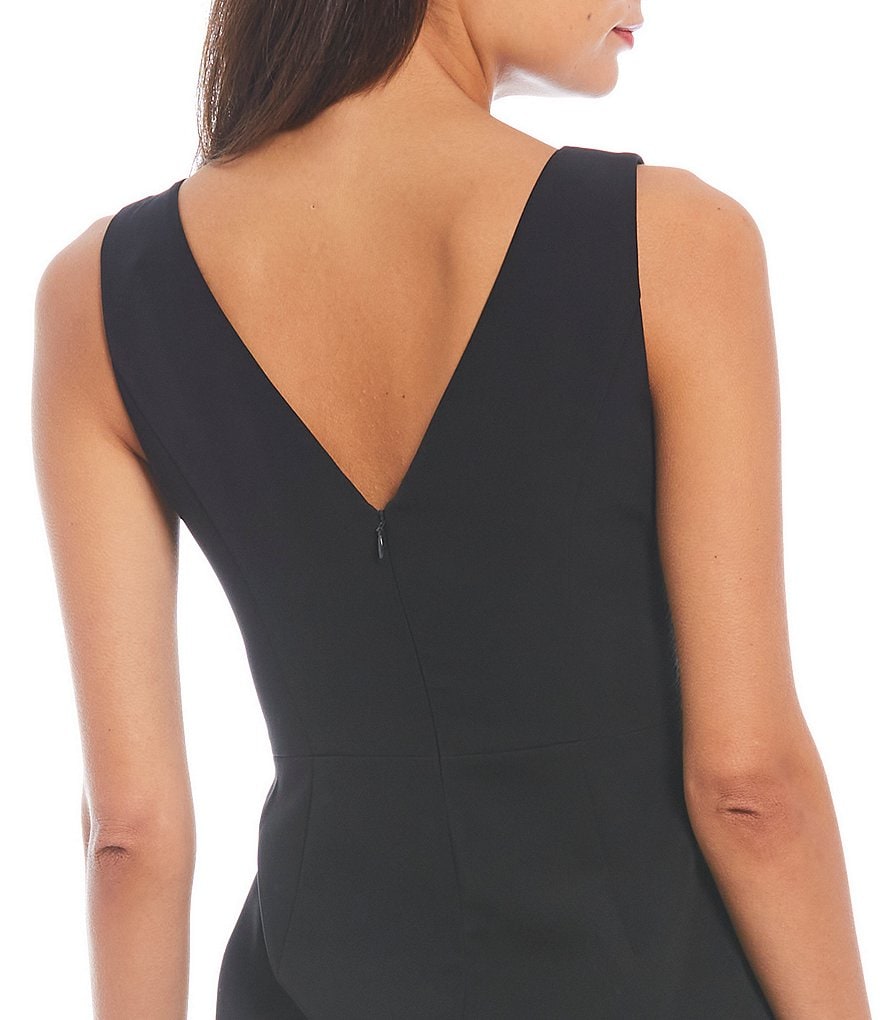 Eliza J Boat Neck Sleeveless Side Slit Wide Strap Ruffle Long Dress