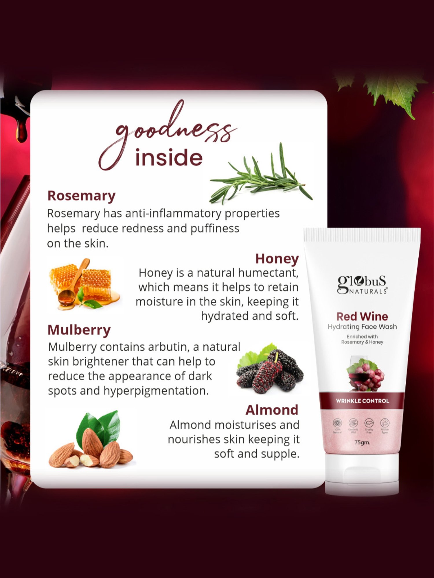 Globus Naturals Herbal Pimple Clear & Refreshing Red Wine Face Wash Combo