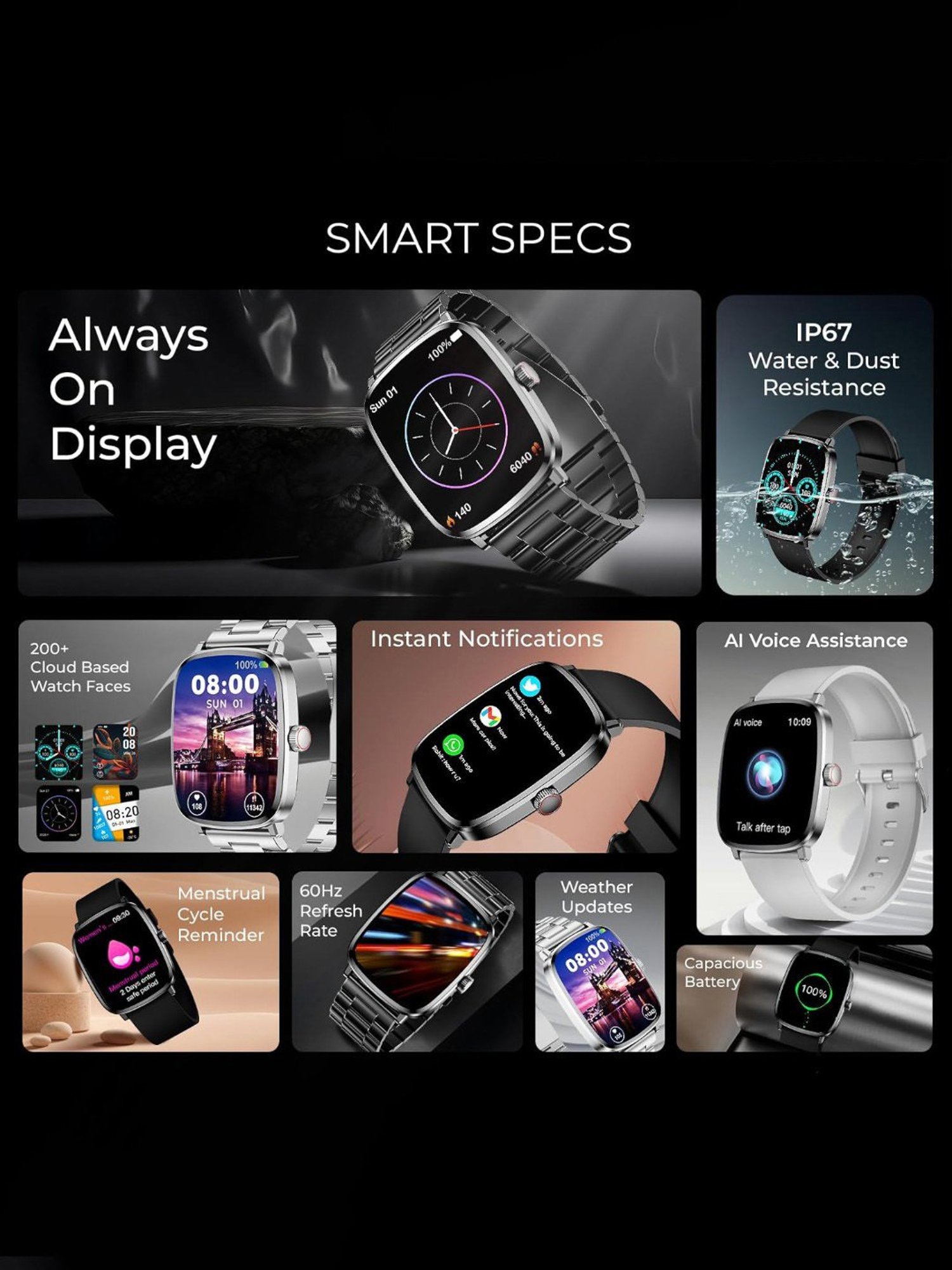 beatXP Unbound Era BT Calling Smartwatch with 2.01 inch Super AMOLED Display (Black)