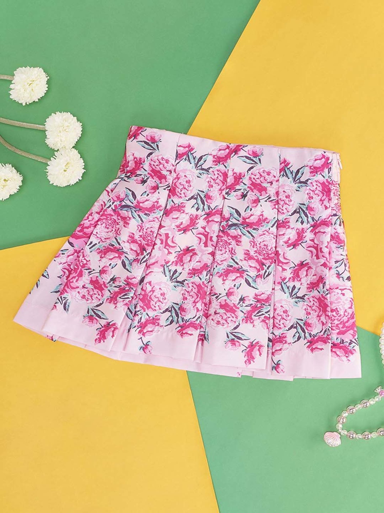 Angel & Rocket Kids Pink Floral Print Skirt