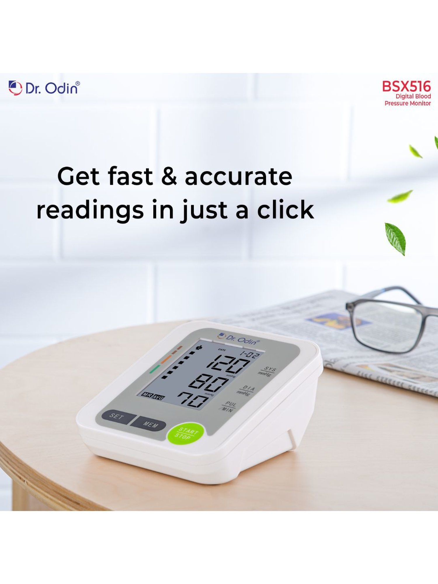 Dr. Odin BSX516 Fully Automatic Digital Blood Pressure Monitor (White)