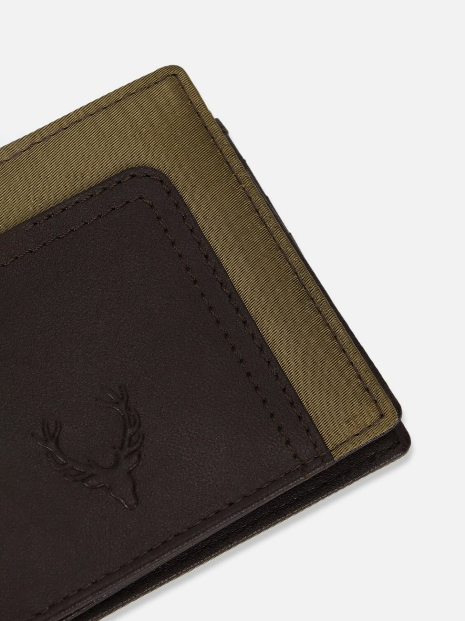 Allen Solly Light Olive Textured Leather Bi-Fold Wallet for Men