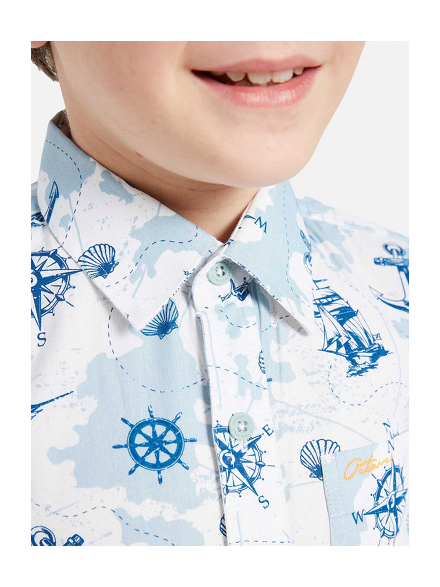 Octave Boys Blue Printed Full Sleeves Shirt