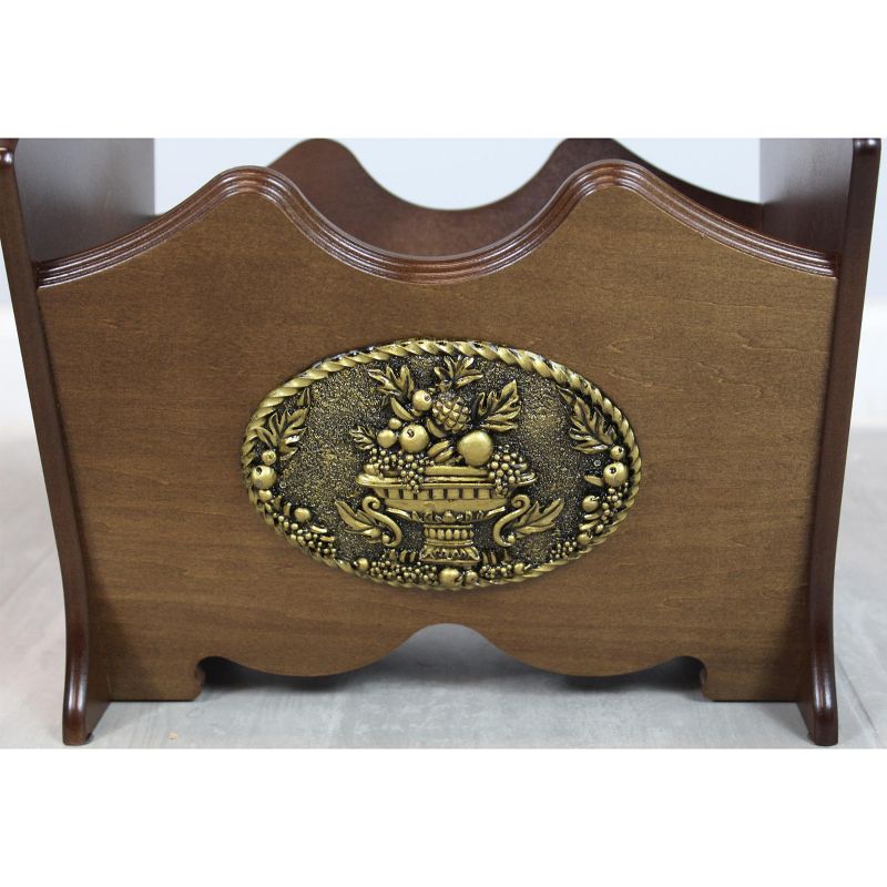 Uniquewise Classic Wood Magazine Rack with Gold Plaque